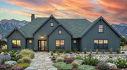Contemporary Country Craftsman Farmhouse Elevation of Plan 84155