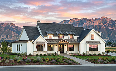 Contemporary Country Craftsman Farmhouse Elevation of Plan 84157