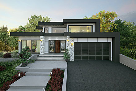 Contemporary European Modern Elevation of Plan 84606