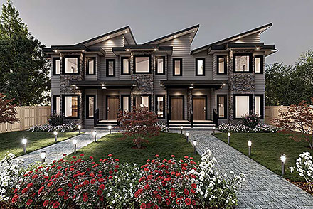 Contemporary European Elevation of Plan 84630