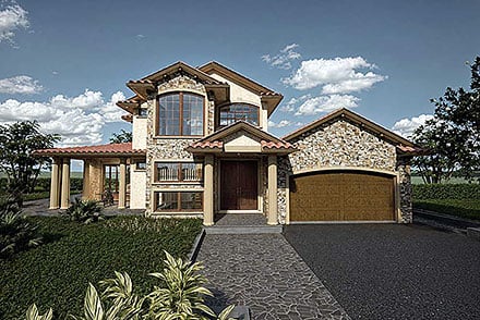 Mediterranean Tuscan Elevation of Plan 84633