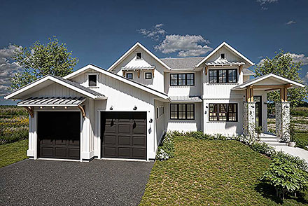 Country Craftsman Farmhouse Southwest Elevation of Plan 84639