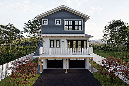 Cabin Coastal Cottage Craftsman Farmhouse Elevation of Plan 84641