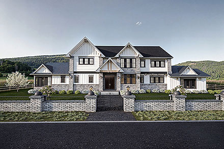 Country Farmhouse New American Style Southern Elevation of Plan 84643