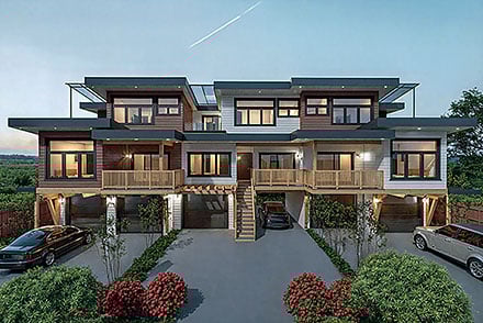 Contemporary European Elevation of Plan 84645