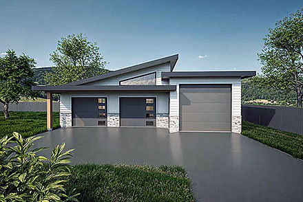 Contemporary European Modern Elevation of Plan 84649