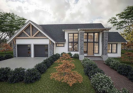 Coastal Contemporary Cottage European Farmhouse Elevation of Plan 84650