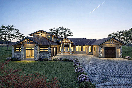 Craftsman Ranch Elevation of Plan 84657