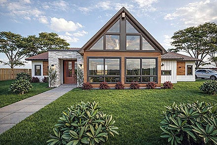 A-Frame Contemporary Craftsman Farmhouse Elevation of Plan 84667