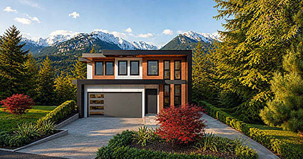 Contemporary European Elevation of Plan 84670
