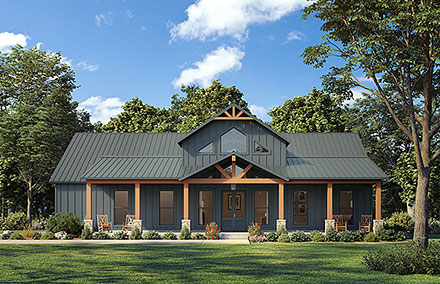 Barndominium Country Farmhouse Elevation of Plan 84712