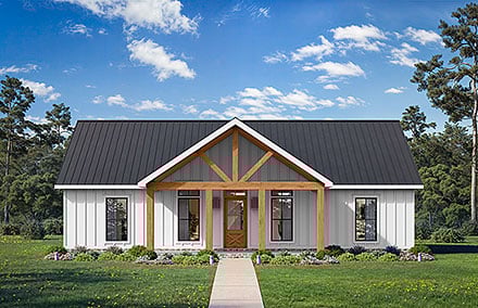Barndominium Country Craftsman Farmhouse Ranch Elevation of Plan 84713