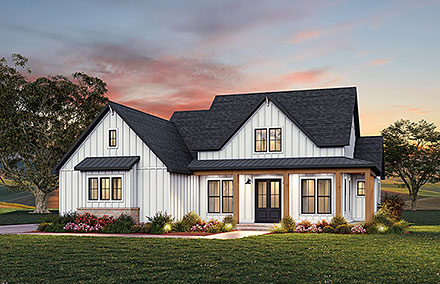Contemporary Country Farmhouse Elevation of Plan 84720