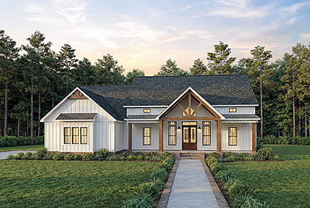 Contemporary Farmhouse Elevation of Plan 84722