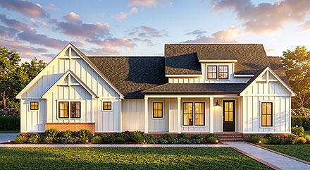 Country Craftsman Farmhouse Southern Elevation of Plan 84723