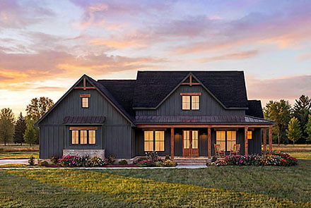 Contemporary Country Farmhouse Elevation of Plan 84727