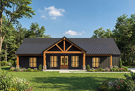 Barndominium Contemporary Country Farmhouse Modern Ranch Elevation of Plan 84730