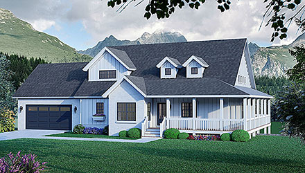 Cabin Country Farmhouse New American Style Traditional Elevation of Plan 84804
