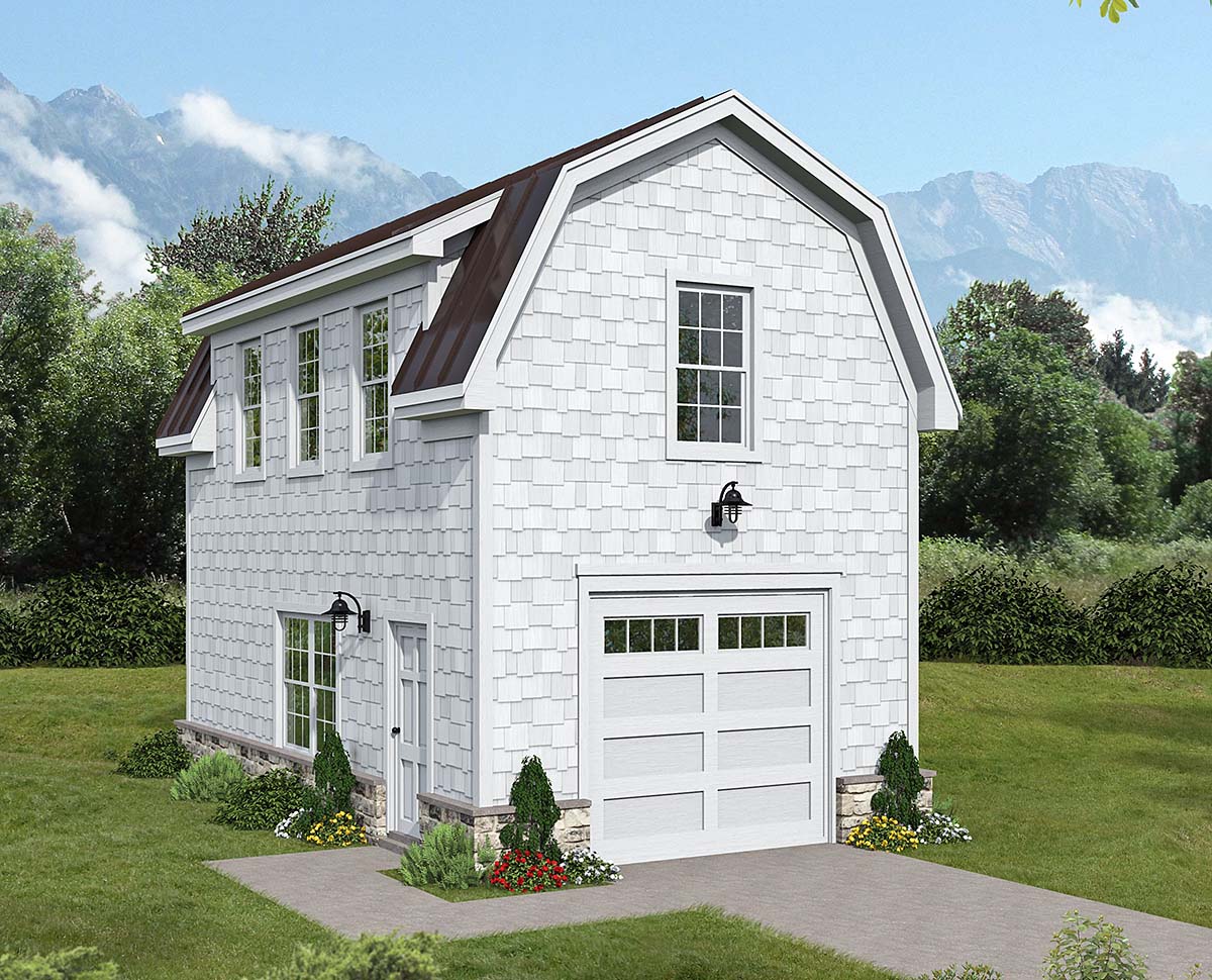 Plan 84808 | Prairie Style 1 Car Garage