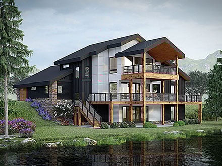 Coastal, Contemporary, Modern House Plan 84842 with 3 Beds, 2 Baths, 2 Car Garage
