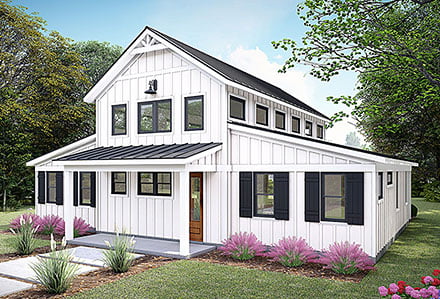 Barndominium Country Farmhouse Elevation of Plan 84844