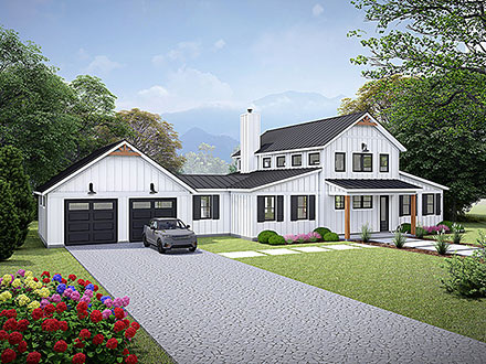 Barndominium Country Elevation of Plan 84855