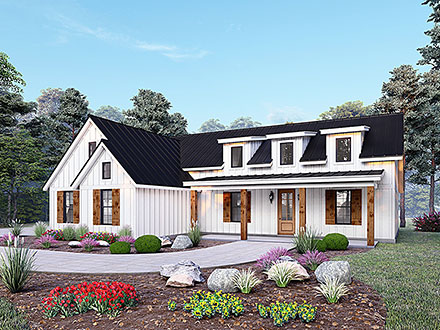Country Craftsman Farmhouse Elevation of Plan 84886