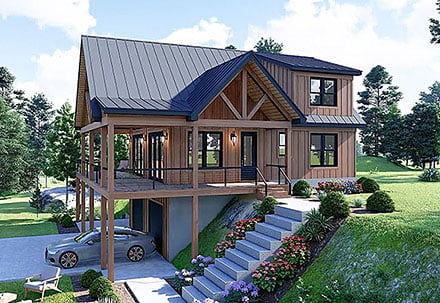 Contemporary, Country, New American Style, Prairie Style, Traditional House Plan 84888 with 3 Beds, 3 Baths, 3 Car Garage