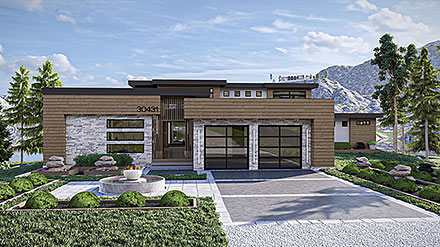Contemporary Modern Elevation of Plan 84902
