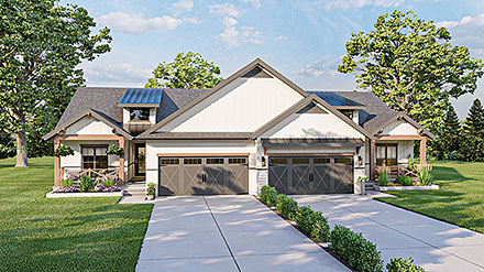 Country, Craftsman, Farmhouse, Traditional Multi-Family Plan 84916 with 4 Beds, 4 Baths, 4 Car Garage