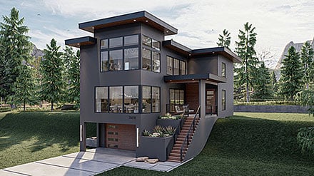 Contemporary, Modern House Plan 84923 with 3 Beds, 4 Baths, 2 Car Garage