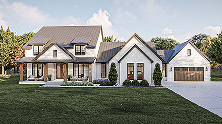 Contemporary Country Craftsman Farmhouse New American Elevation of Plan 84933