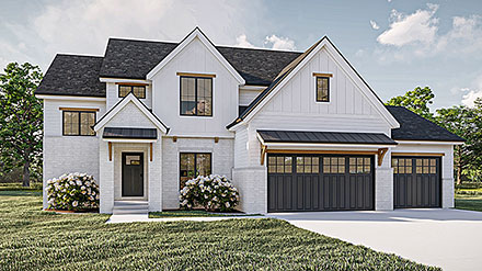 Contemporary Country Craftsman Farmhouse New American Traditional Elevation of Plan 84945