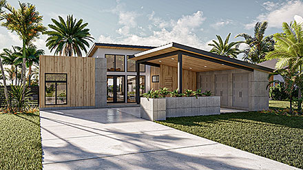 Contemporary Modern Elevation of Plan 84947