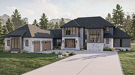 Contemporary European French Country Elevation of Plan 84950