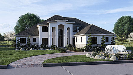 Mediterranean Southern Elevation of Plan 84965