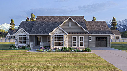 Craftsman Ranch Traditional Elevation of Plan 84973