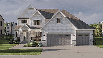 Craftsman New American Style Traditional Elevation of Plan 84976