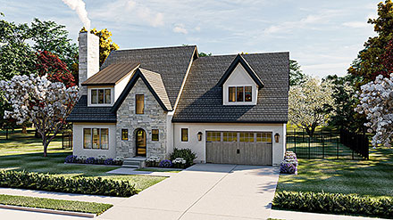 Cottage European Elevation of Plan 84989