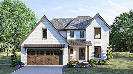 Contemporary Farmhouse New American Style Elevation of Plan 84990