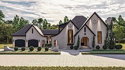 French Country Elevation of Plan 84991