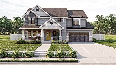 Craftsman New American Style Traditional Elevation of Plan 84993