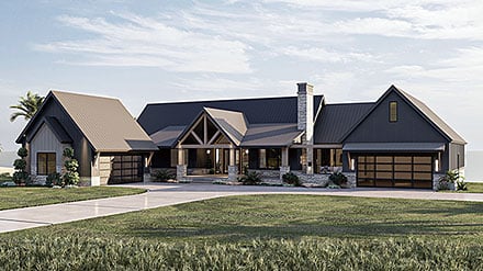 Coastal Contemporary Country Craftsman Farmhouse Ranch Traditional Elevation of Plan 84996