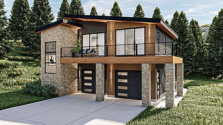Contemporary Modern Elevation of Plan 84997