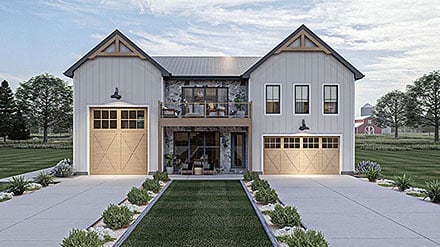 Barndominium Contemporary Farmhouse Elevation of Plan 84998