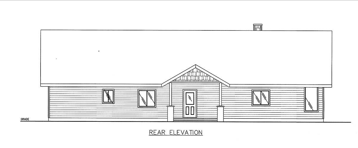 Craftsman Ranch Rear Elevation of Plan 85102