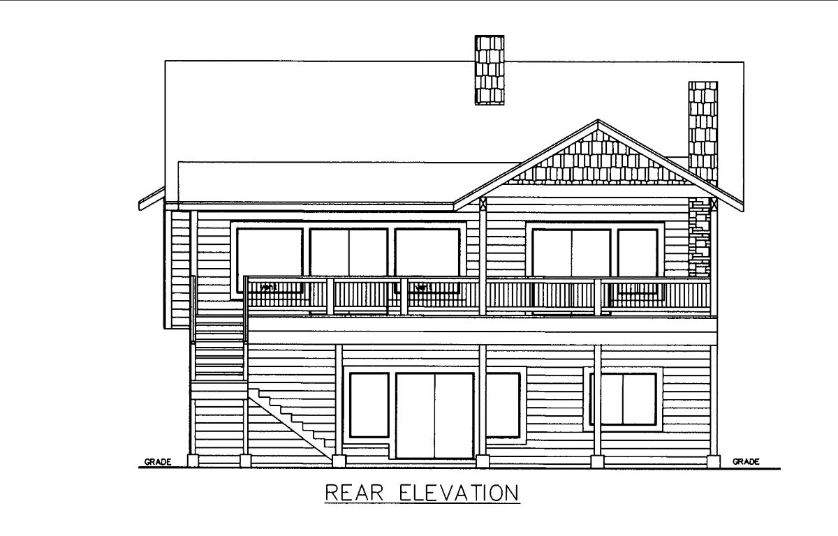 Coastal Craftsman Rear Elevation of Plan 85105