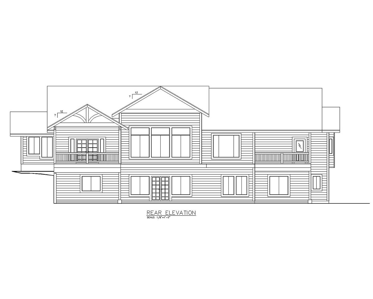 Craftsman Ranch Traditional Rear Elevation of Plan 85106