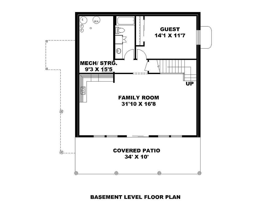 Cabin Contemporary Lower Level of Plan 85107