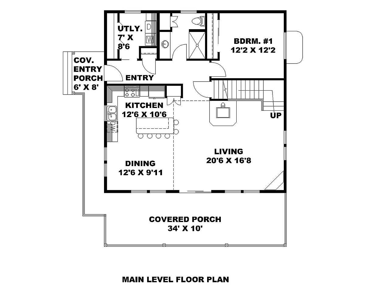 Cabin Contemporary Level One of Plan 85107
